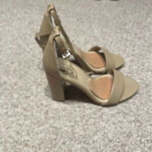 Beige Block Heel Sandals